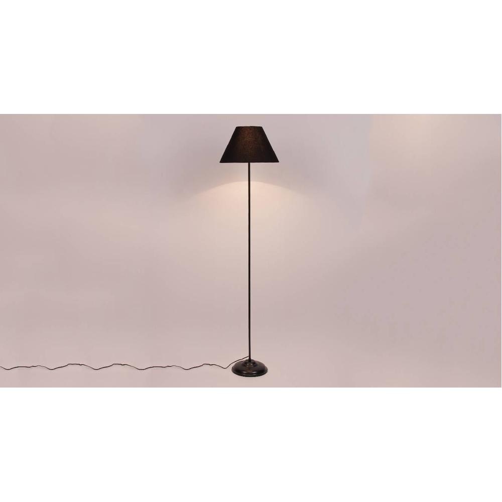 Skylen Black Fabric Floor Lamp with Black Iron Base