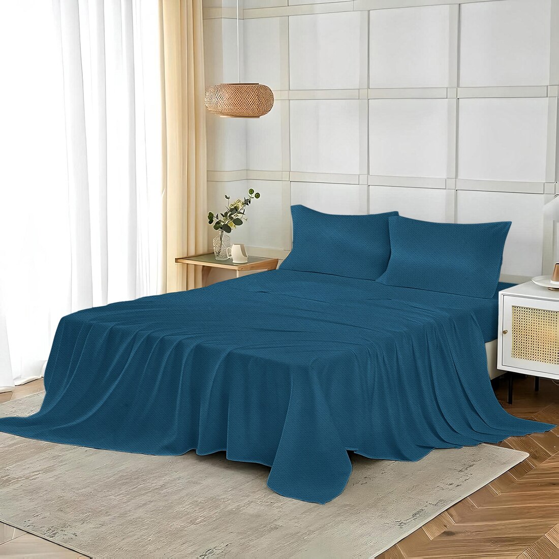 Threads Silky Touch Premium Super King Size Flat Bedsheet 274 x 274 cms - Threads