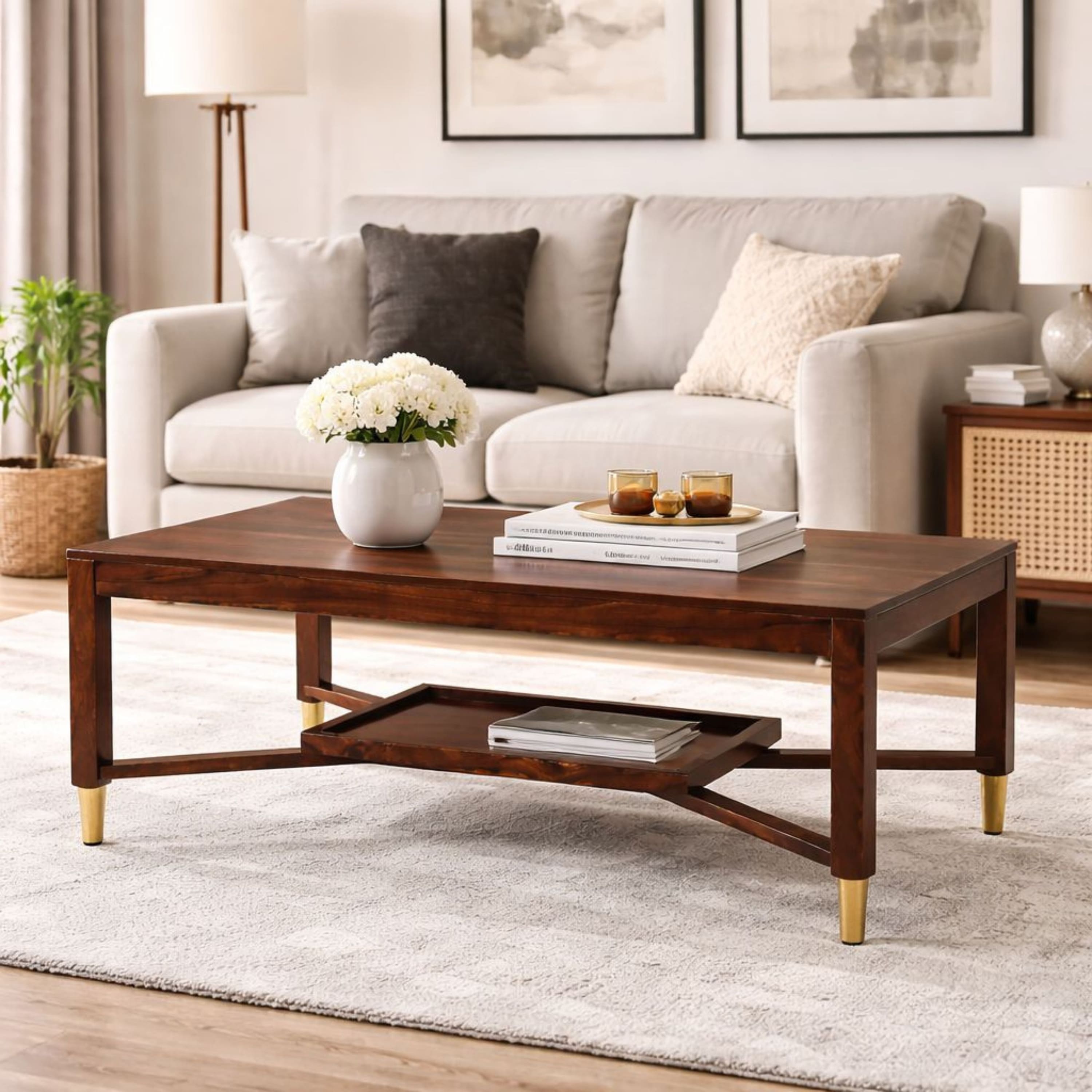 Aakash Solid Wood Coffee Table - Globally Indian