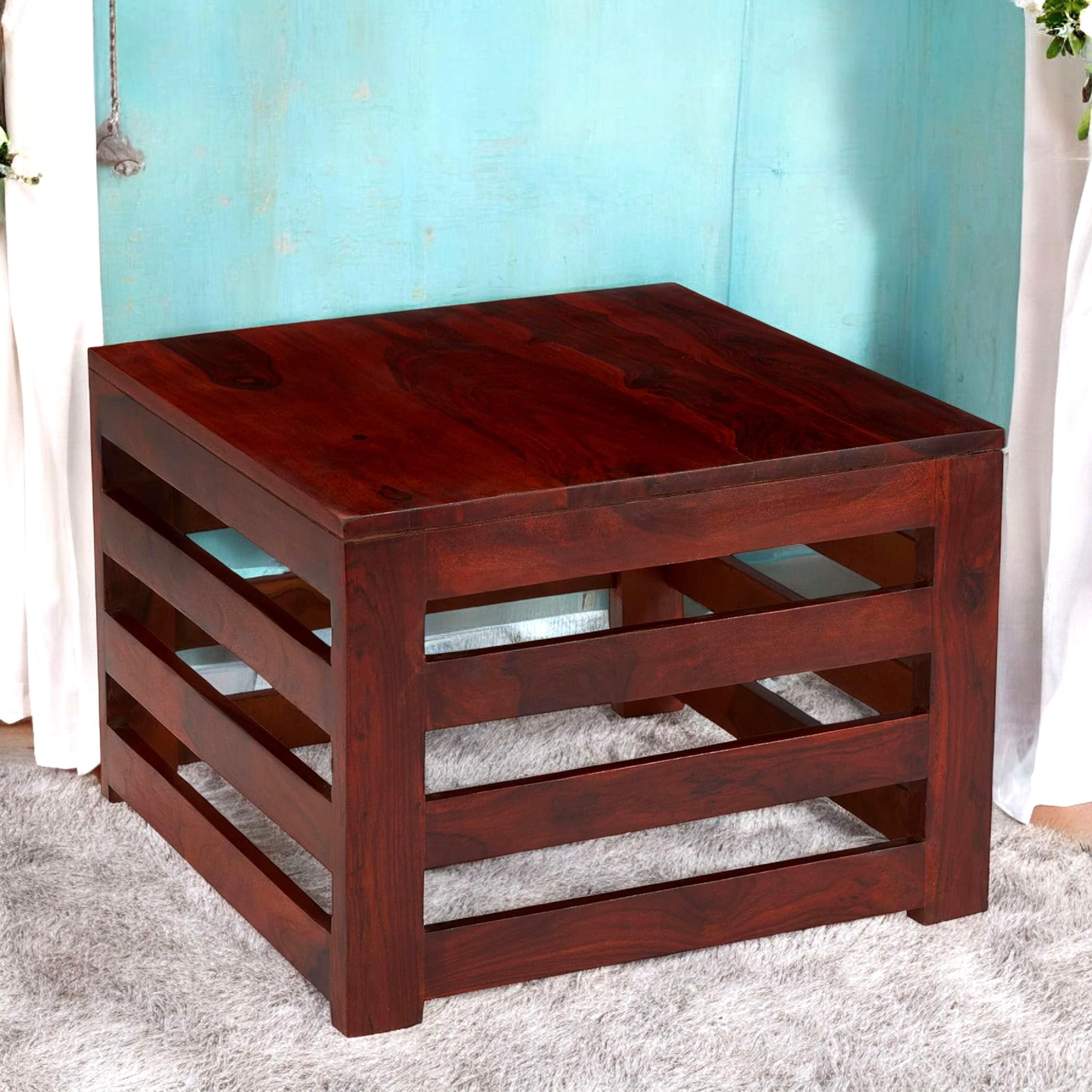 Kingsville Sheesham Wood Contemporary Square Coffee Table In Honey Finish