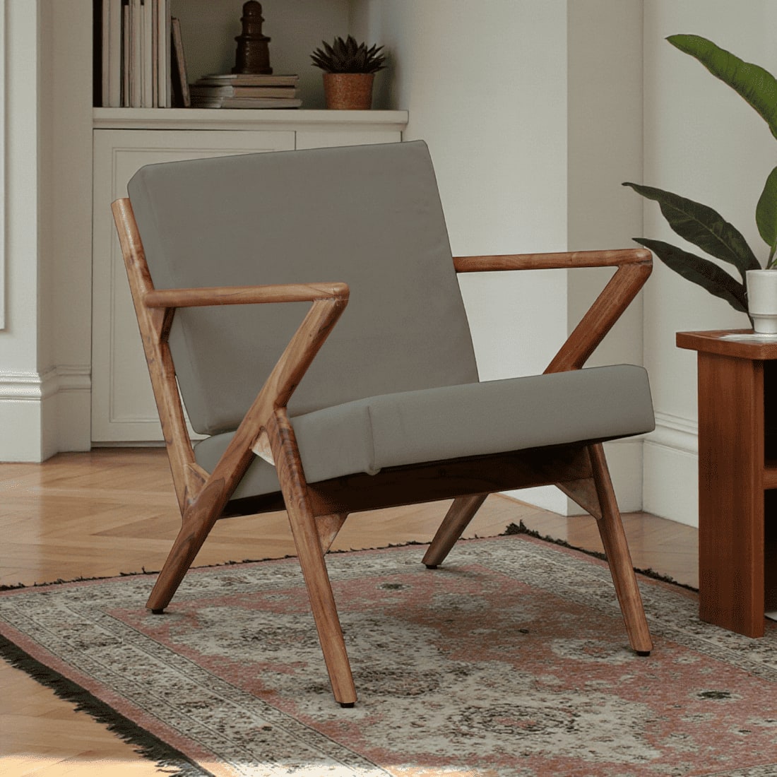 Zesta Grey Fabric Accent Chair