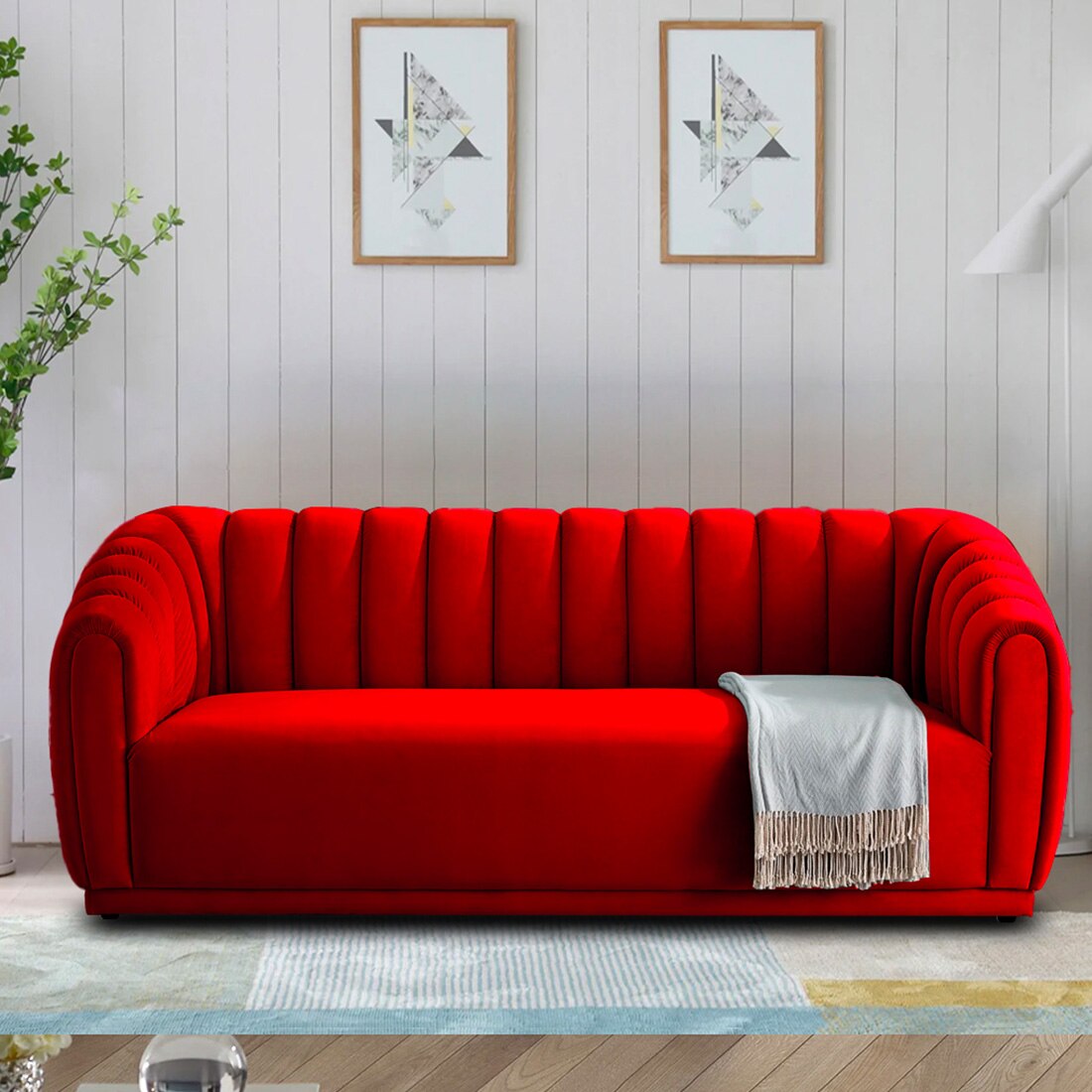 Rosa Fabric Sofa (Red)