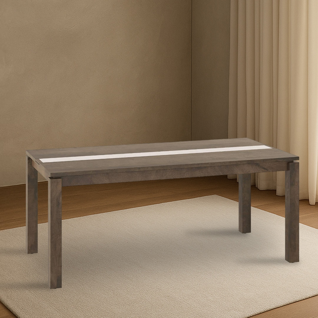 Atlas Crest Solid Wood 6 Seater Dining Table In Danish Walnut Finish