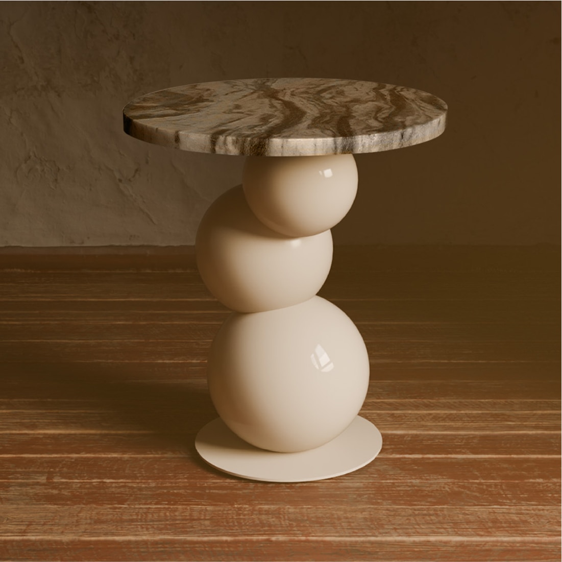 Kaba Arc Solid Wood Side Table in White Colour - Orange Tree