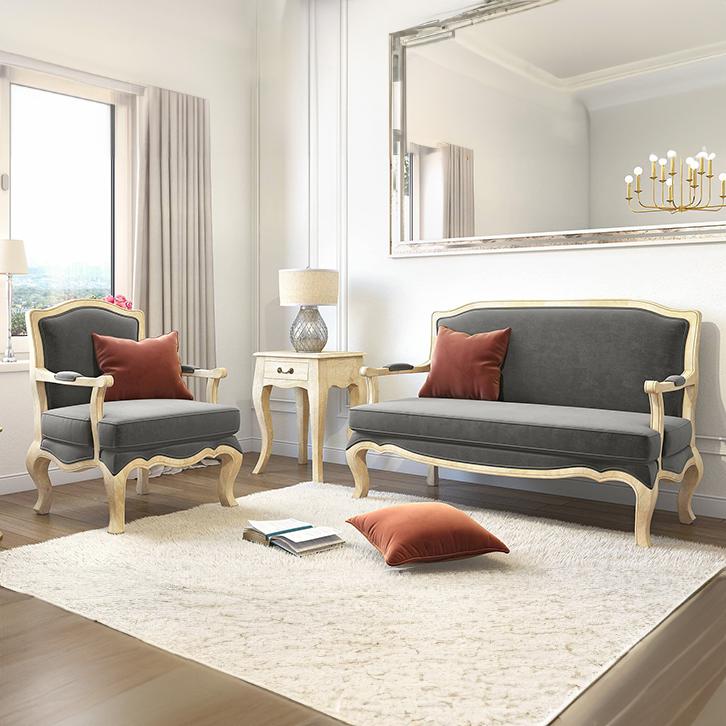 Helena 2 Seater Fabric Loveseat In Natural Colour