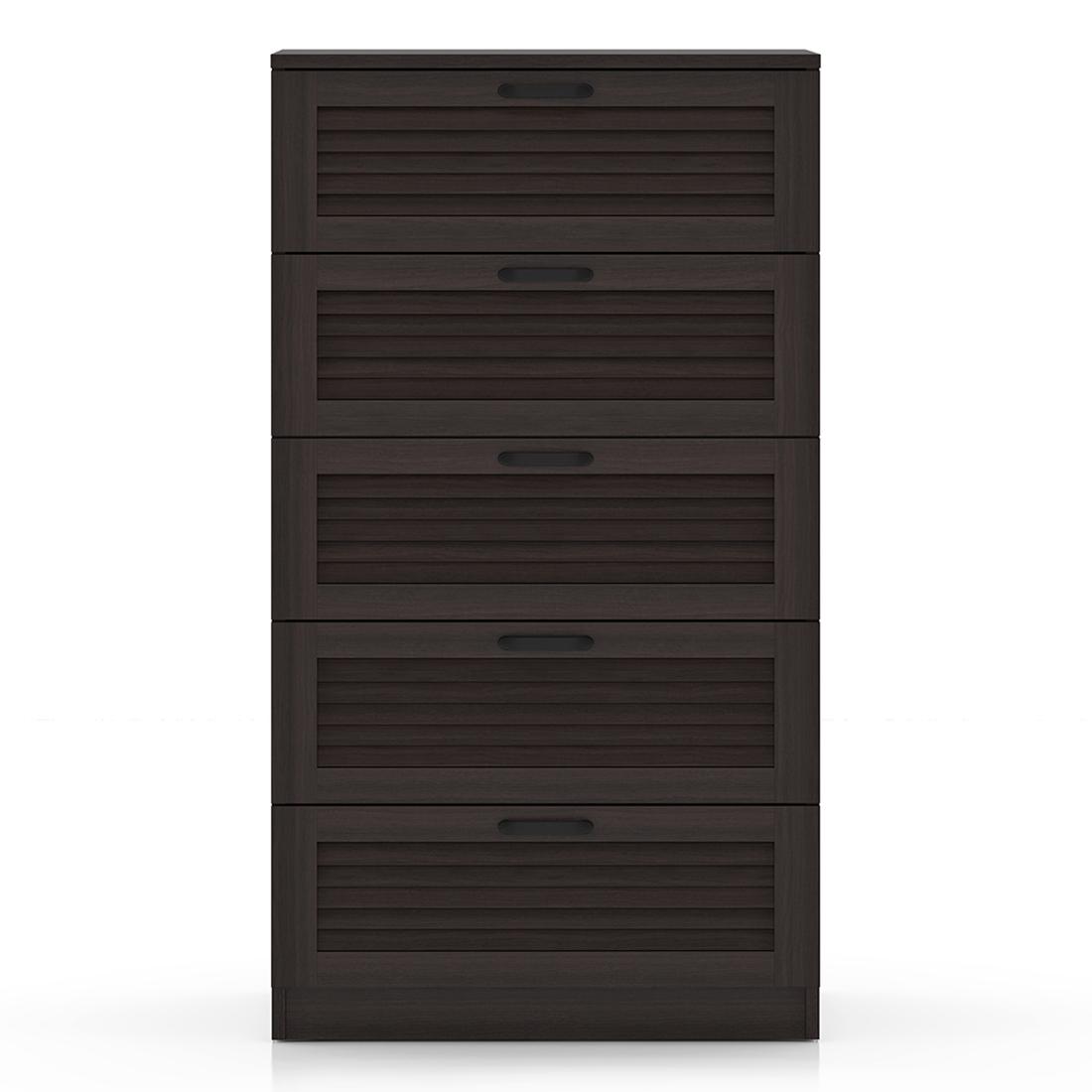 Bennis Engineered Wood Chest of 5 Drawers in Dark Walnut Finish