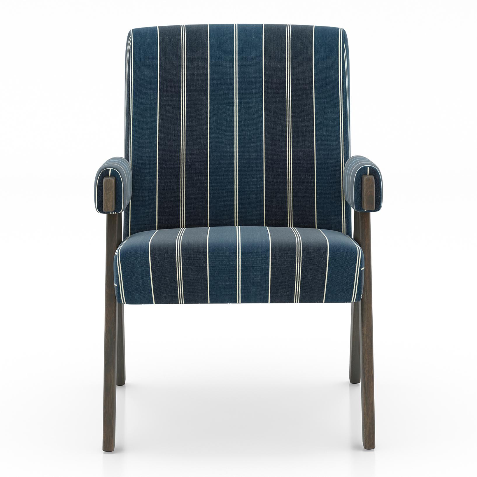Chandigarh Lounge Chair in Indigo Stripe Colour