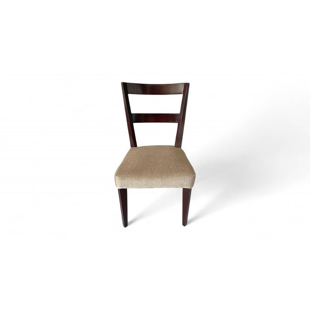 Newport wood Set of 2 Dining Chairs in Beige Mossy Fabric Cushioning with DARK WALNUT FINISH
