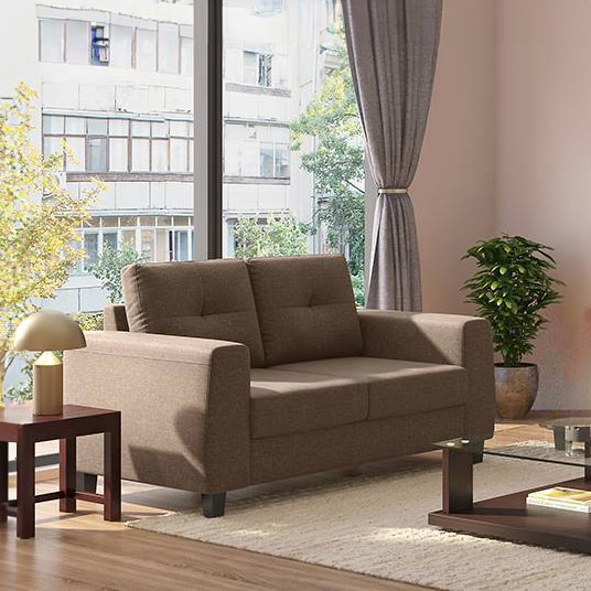 Edward 2 Seater Fabric Sofa in Mocha Brown Colour