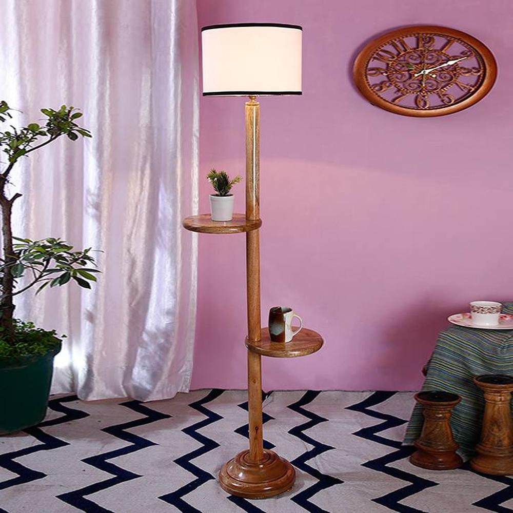 Hiroko Multicolour Cotton Shade Floor Lamp - Devansh