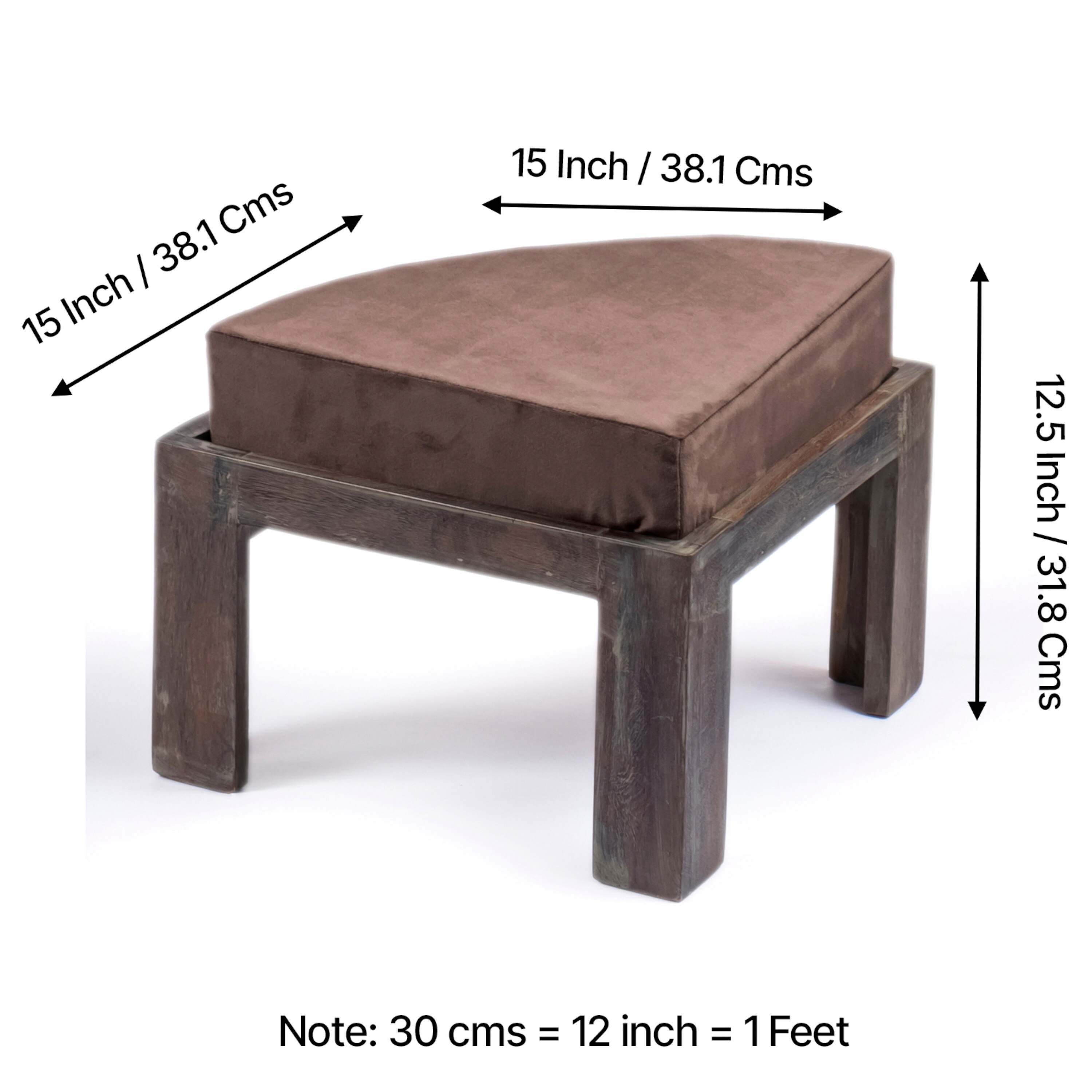 Nashville Sheesham Wood 4 Seater Coffee Table Set In Antique Grey Finish Grey Velvet Cushion