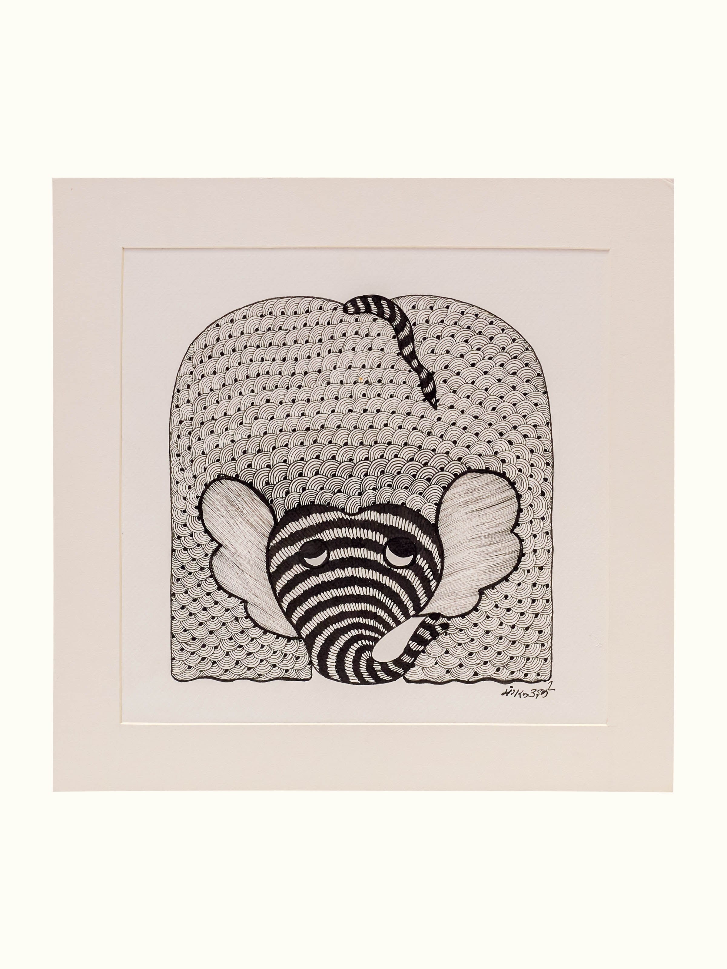 The Sacred Elephant Gond Art
