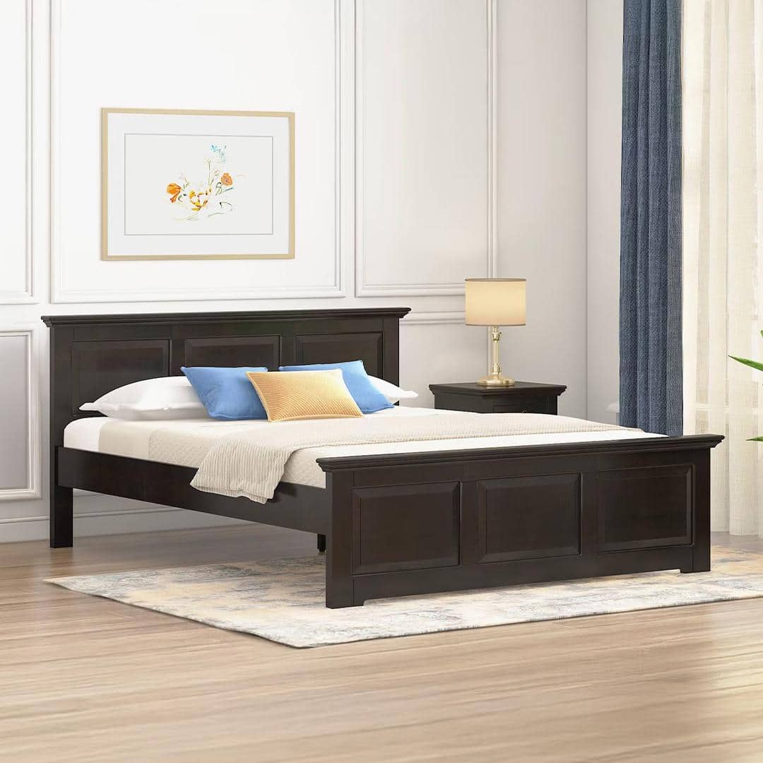 Alexandra Queen Size Bed Without Storage In Amber Walnut Finish