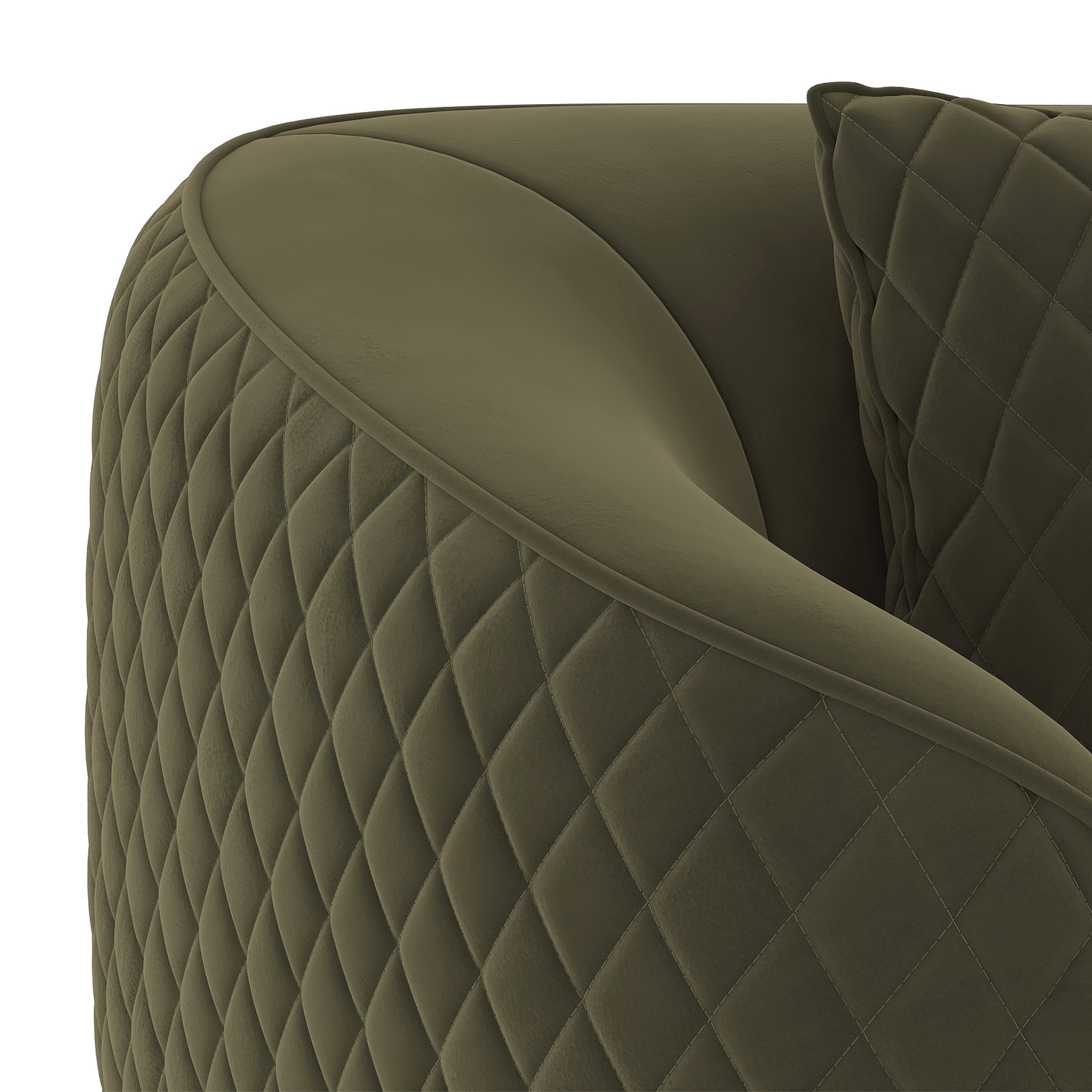 Amora 3 Seater Fabric Sofa in Deep Olive Velvet