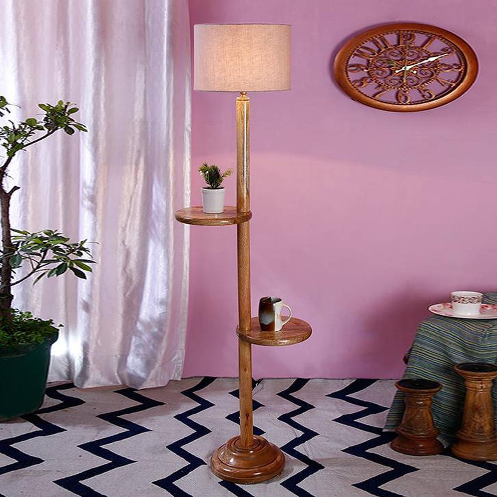 Hillary Grey Cotton Shade Floor Lamp