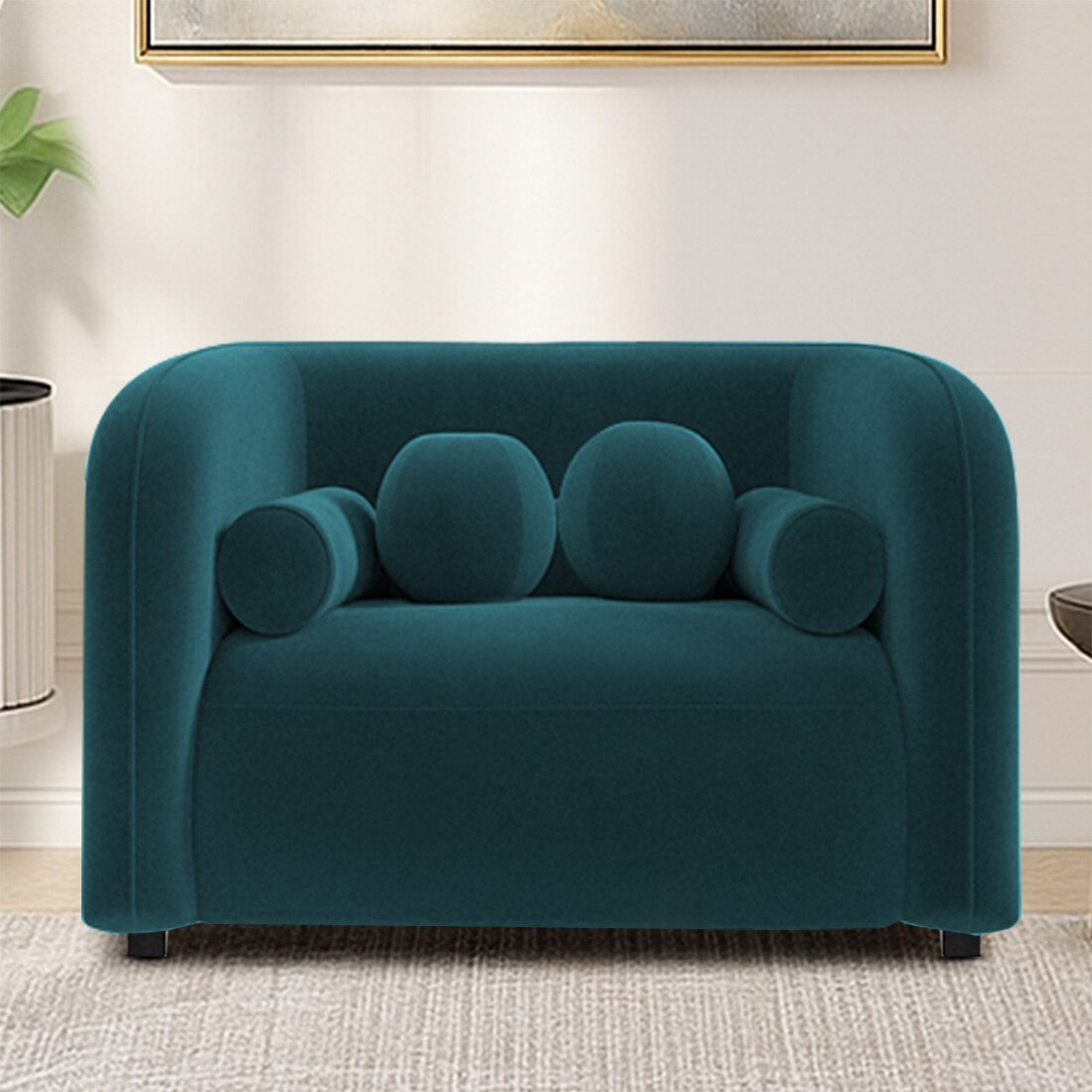 Homro Velvet 1 Seater Sofa in T Blue Colour