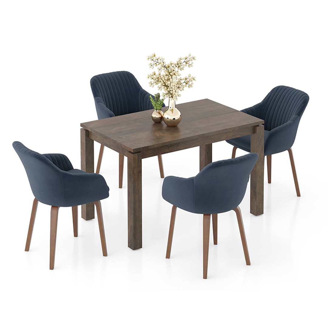 Atlas Solid Wood 4 Seater Dining Table With Rochelle Lounge Chairs