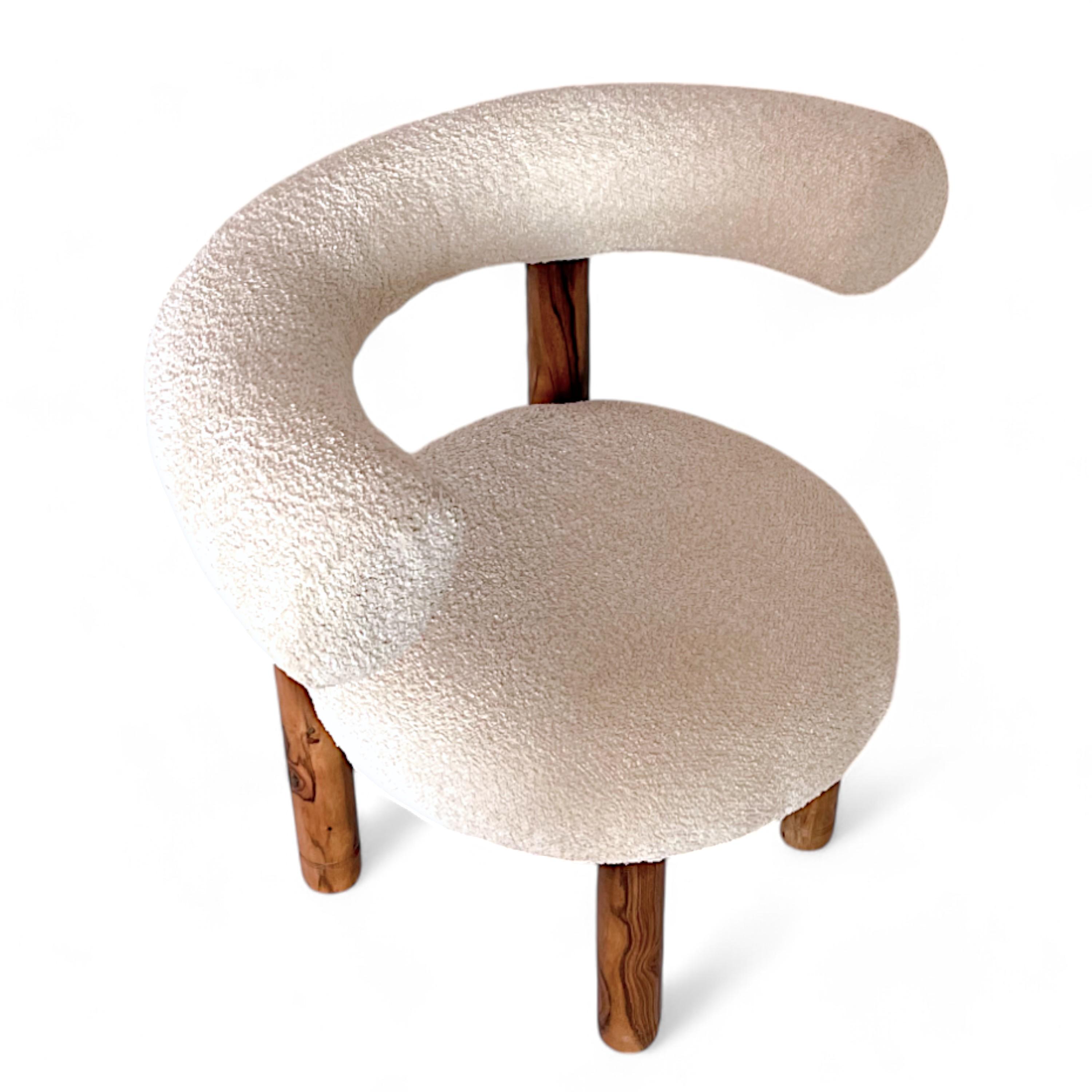 Westfield Sheesham Wood Mid Century Lounge Chair in Off White