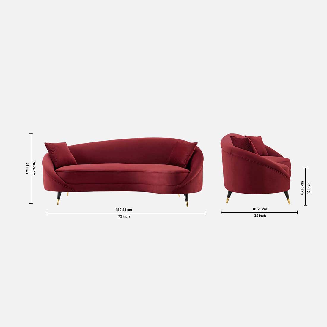 Corpen Fabric Sofa (Maroon)