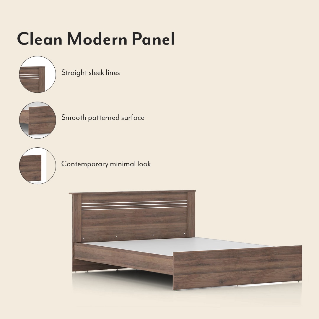 Davis Engineered Wood King Size Non Storage Bed In Classic Walnut Finish