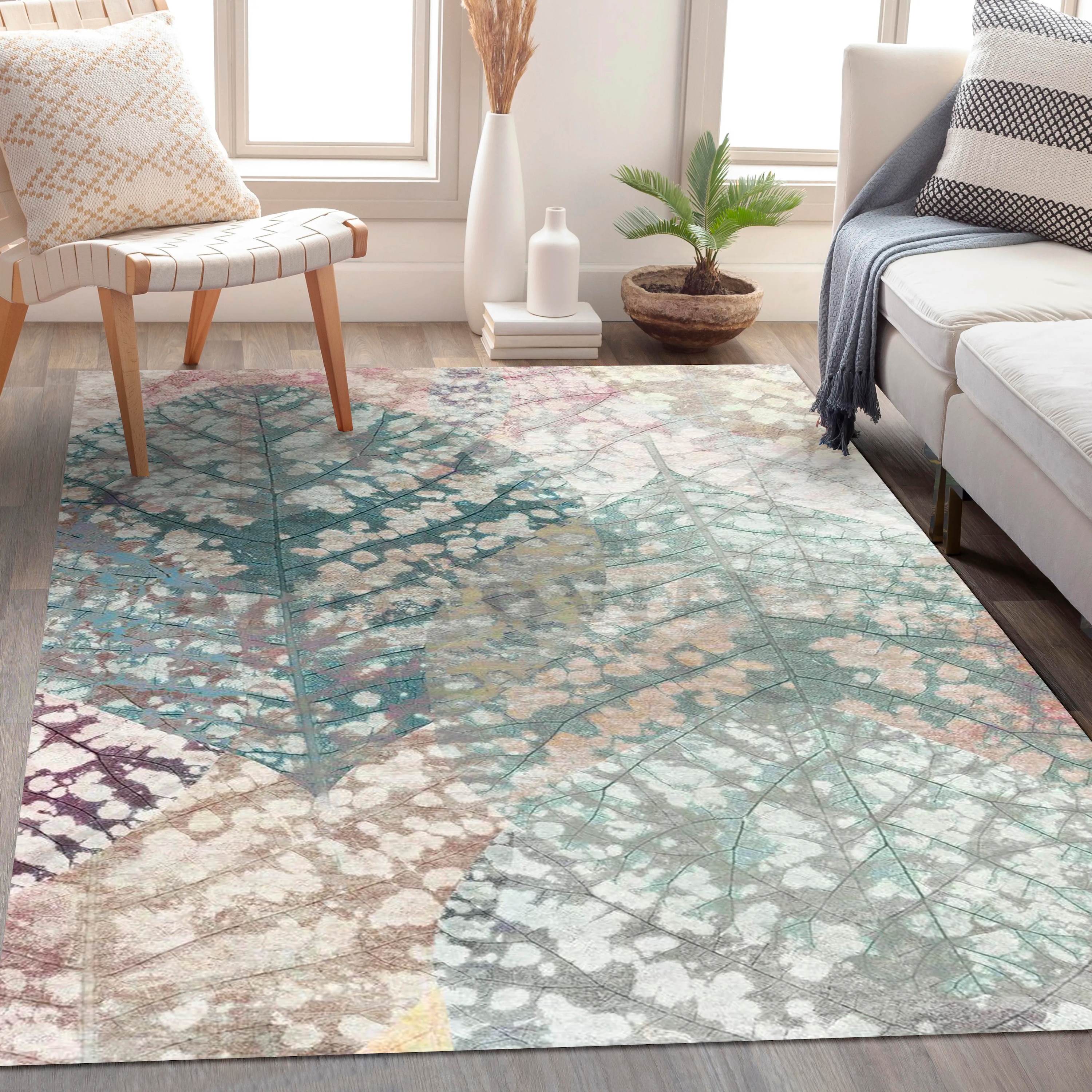 Leaf Design Cotton Rug 4x6 Feet - Surya Living