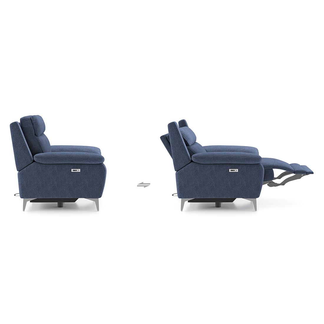 Emila One Seater Motorized Recliner in Blue Colour