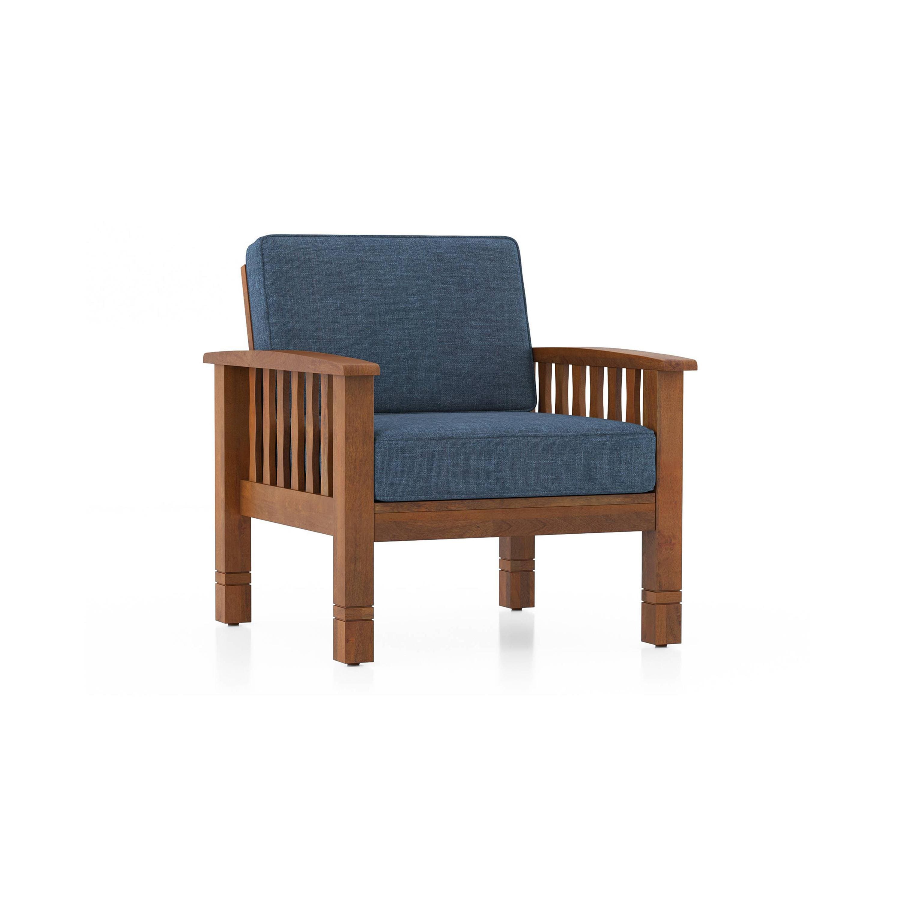 Raynor 1 Seater Wooden Sofa (Midnight Indigo Blue)