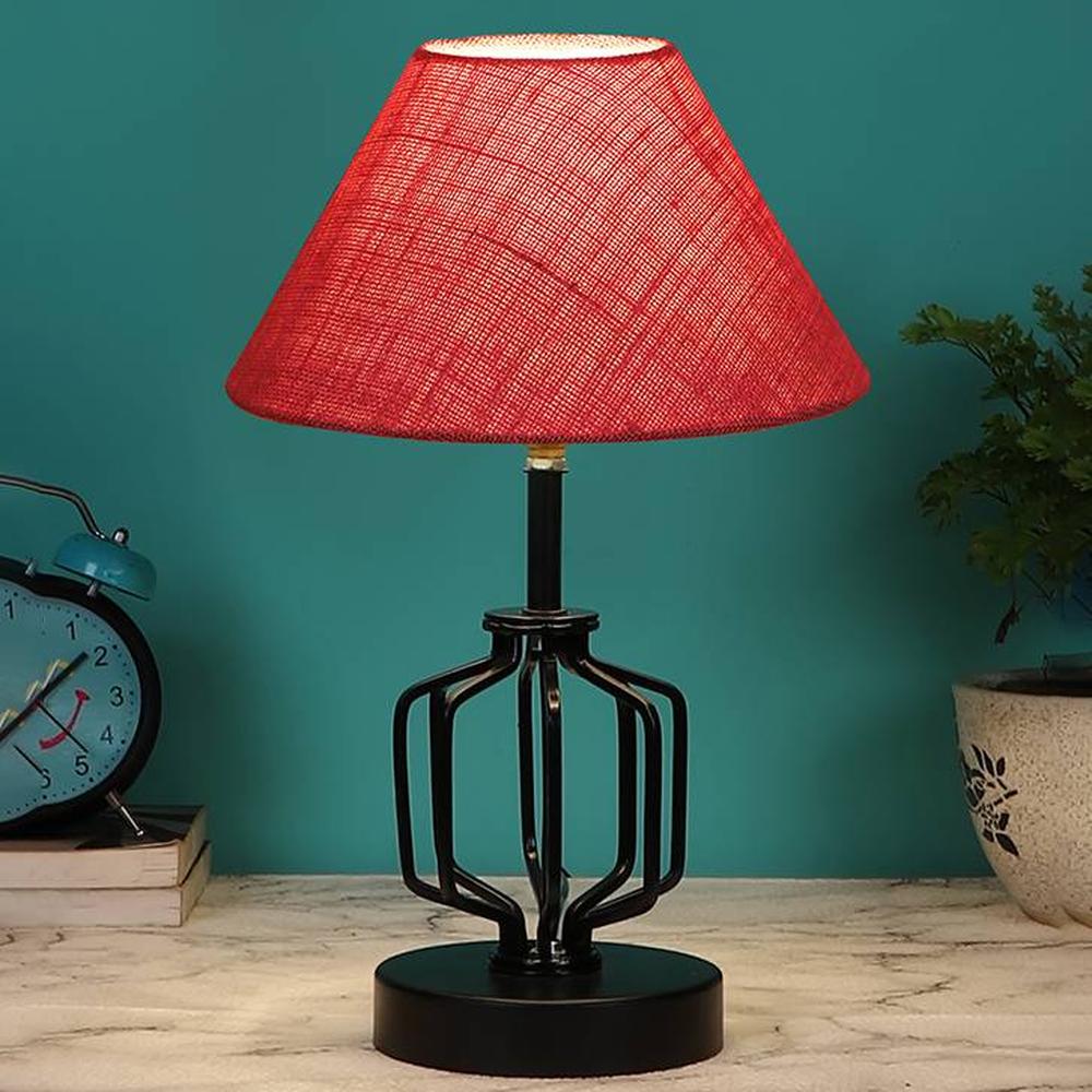 Wynter Pink Jute Table lamp with Iron Base