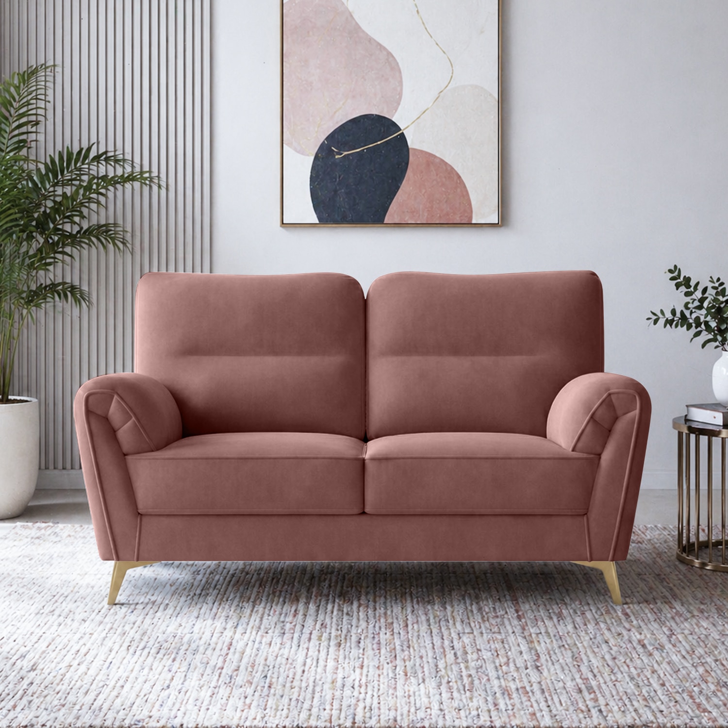 Osbert Velvet 2 Seater Sofa in Pink Color - Home Lifestylez