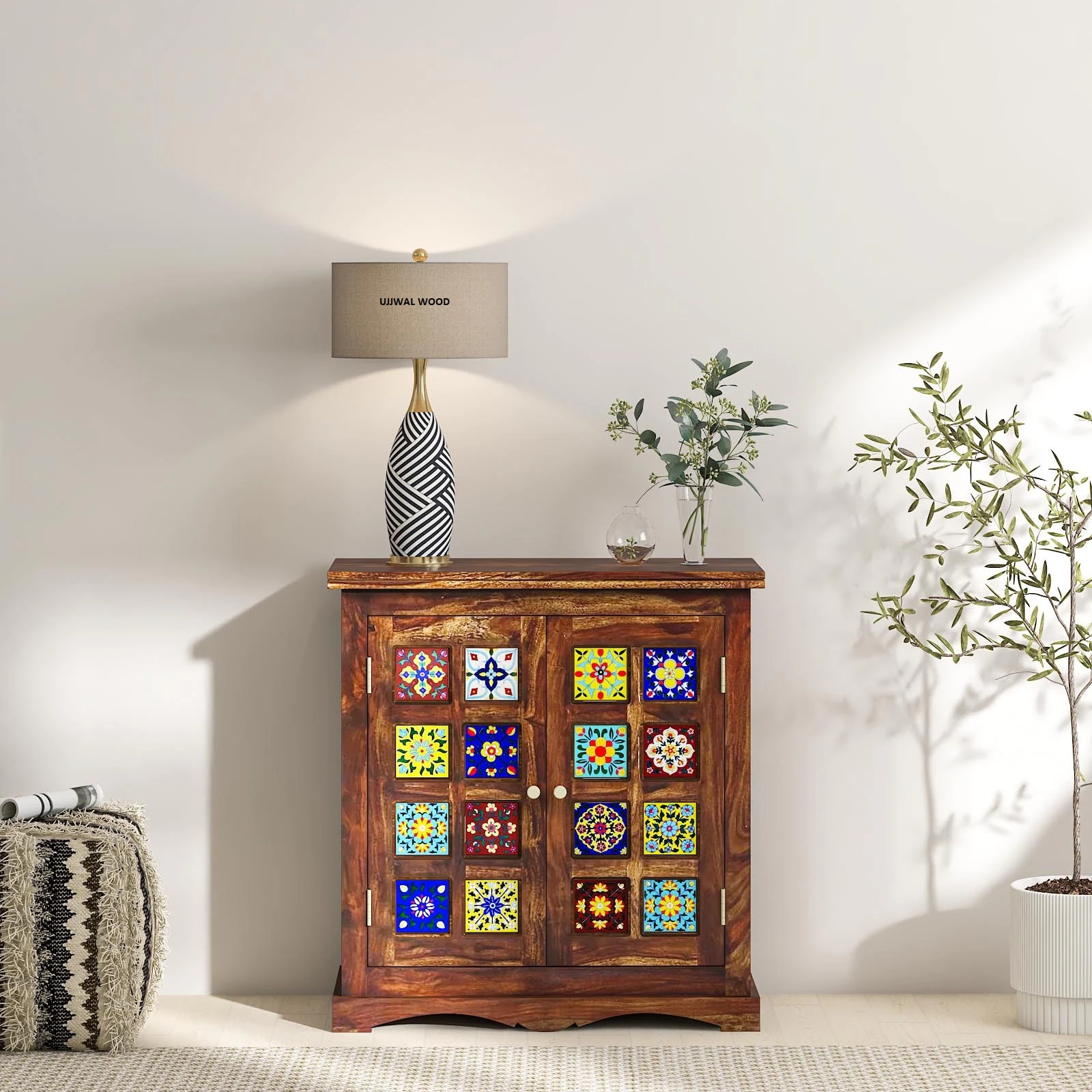 Sheesham Wood Sideboards In Rustic Teak Finish - Ujjwal Wood