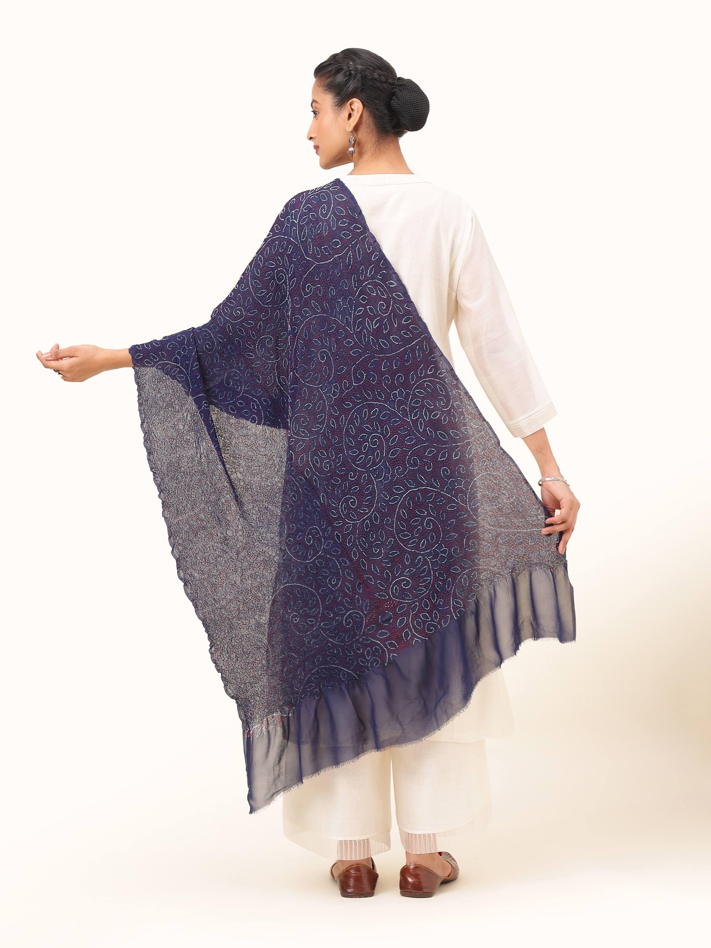 Indigo Georgette Bandhani Tie & Dye Dupatta