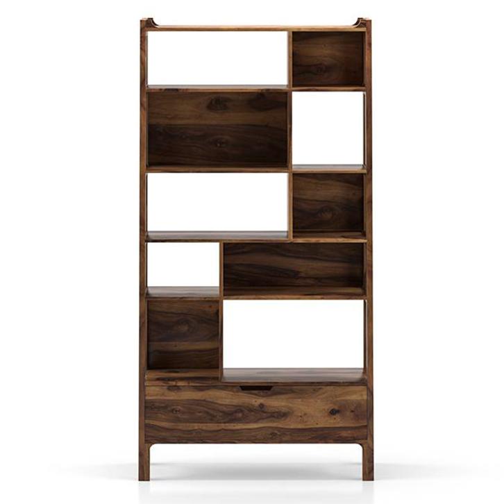 Alberto Solid Wood Bookshelf in Teak Finish