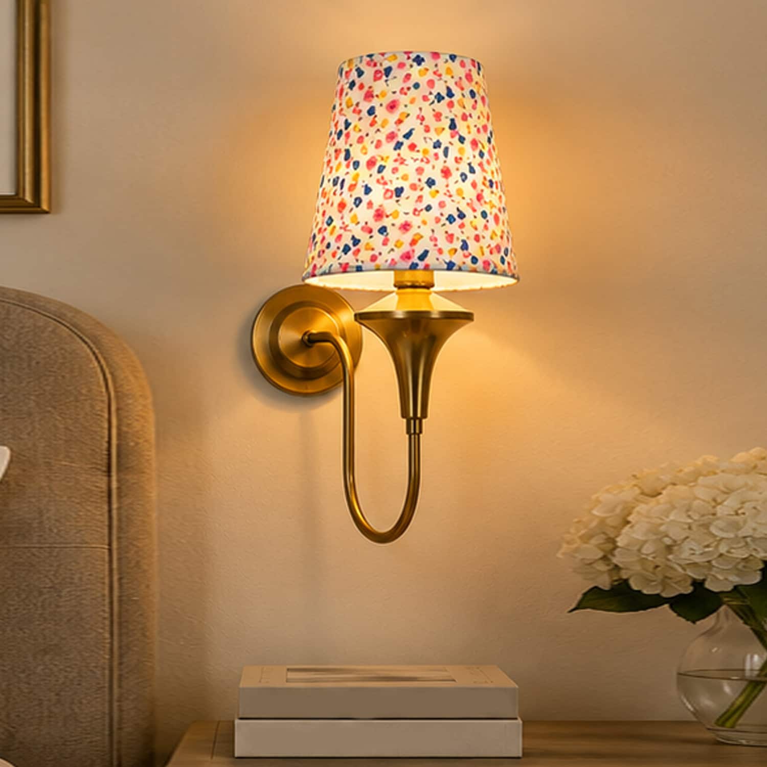 Devansh Metal Electric Wall Light in Antique Gold Colour with Multi Shade Count of 1 Light