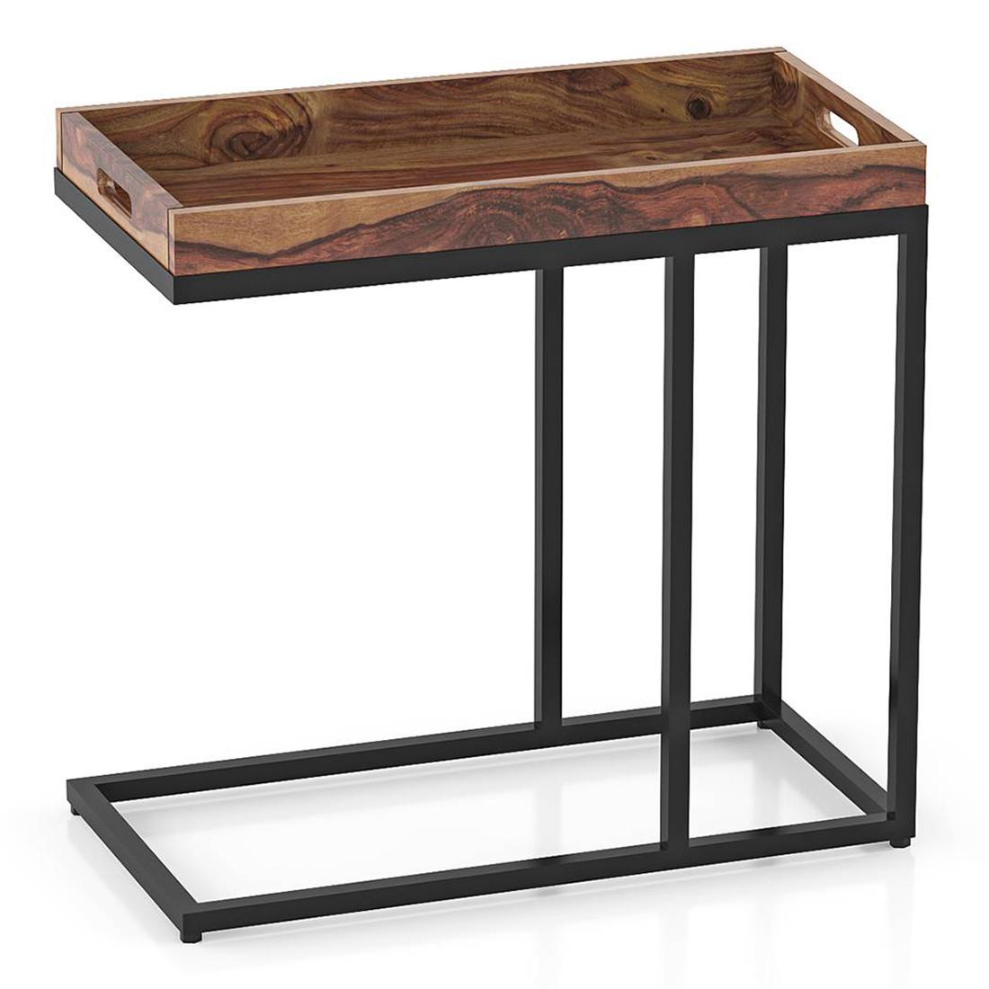 Harlequin Solid Wood Side Table in Teak Finish