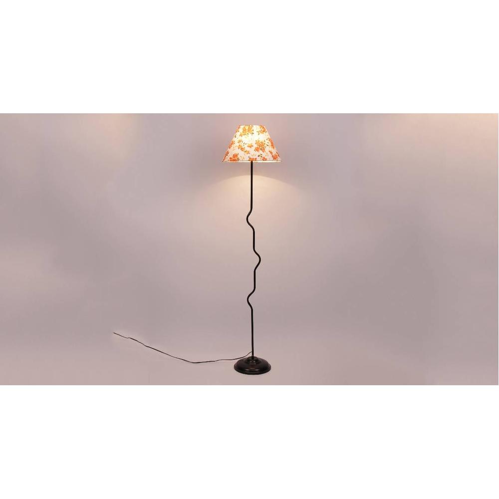 Cleo Multicolour Fabric Floor Lamp with Black Iron Base