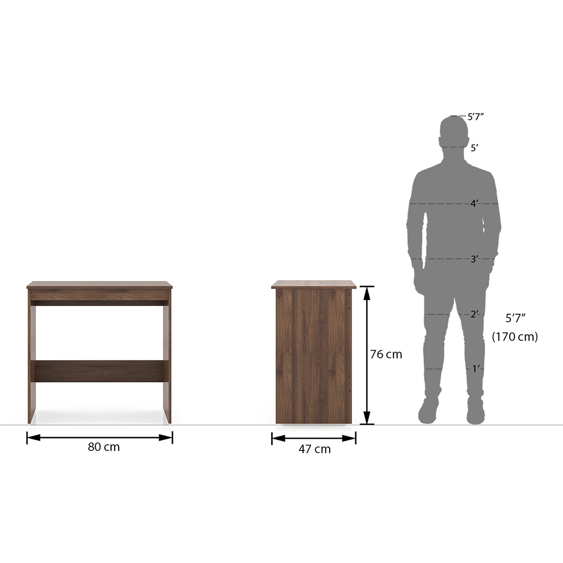 Kevin Engineered Wood Study Table in Classic Walnut Finish
