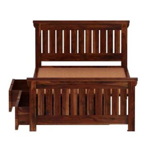 Monarch Solid Wood Single Size Drawer Storage Bed in Teak Finish