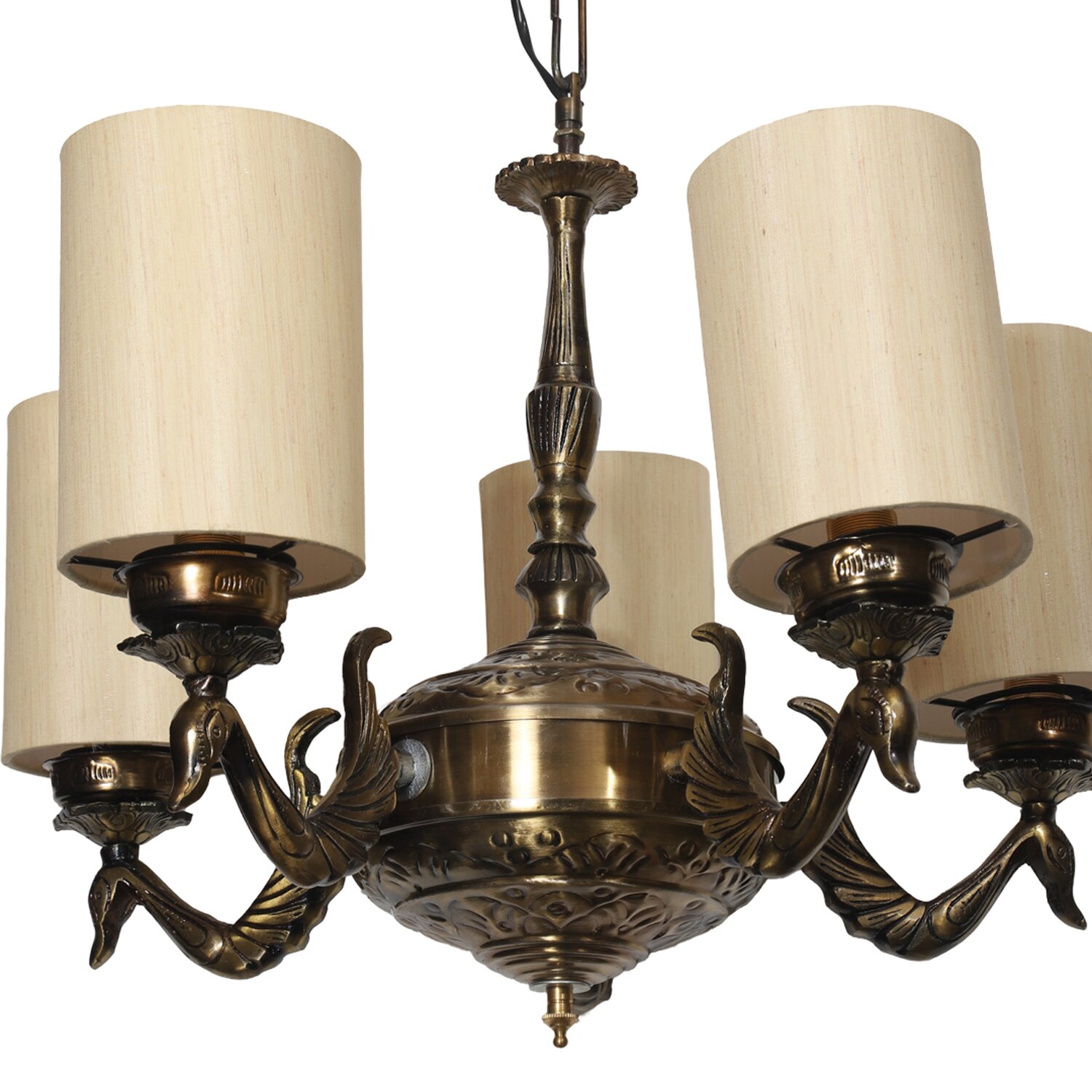 Devansh Dual Gold  Antique Wall Mounted Lamp With Black  Cotton Shade