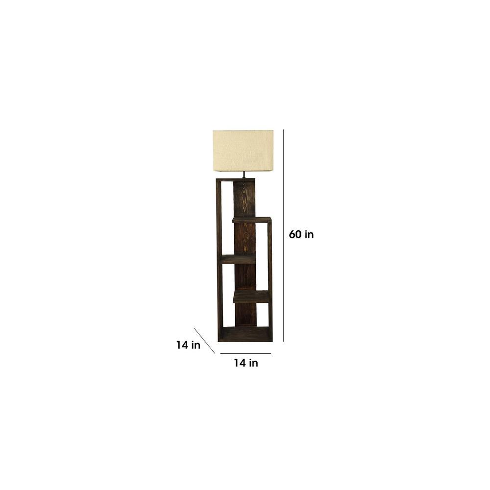 Jordan Wooden Floor Lamp with Brown Base and Jute Fabric Lampshade