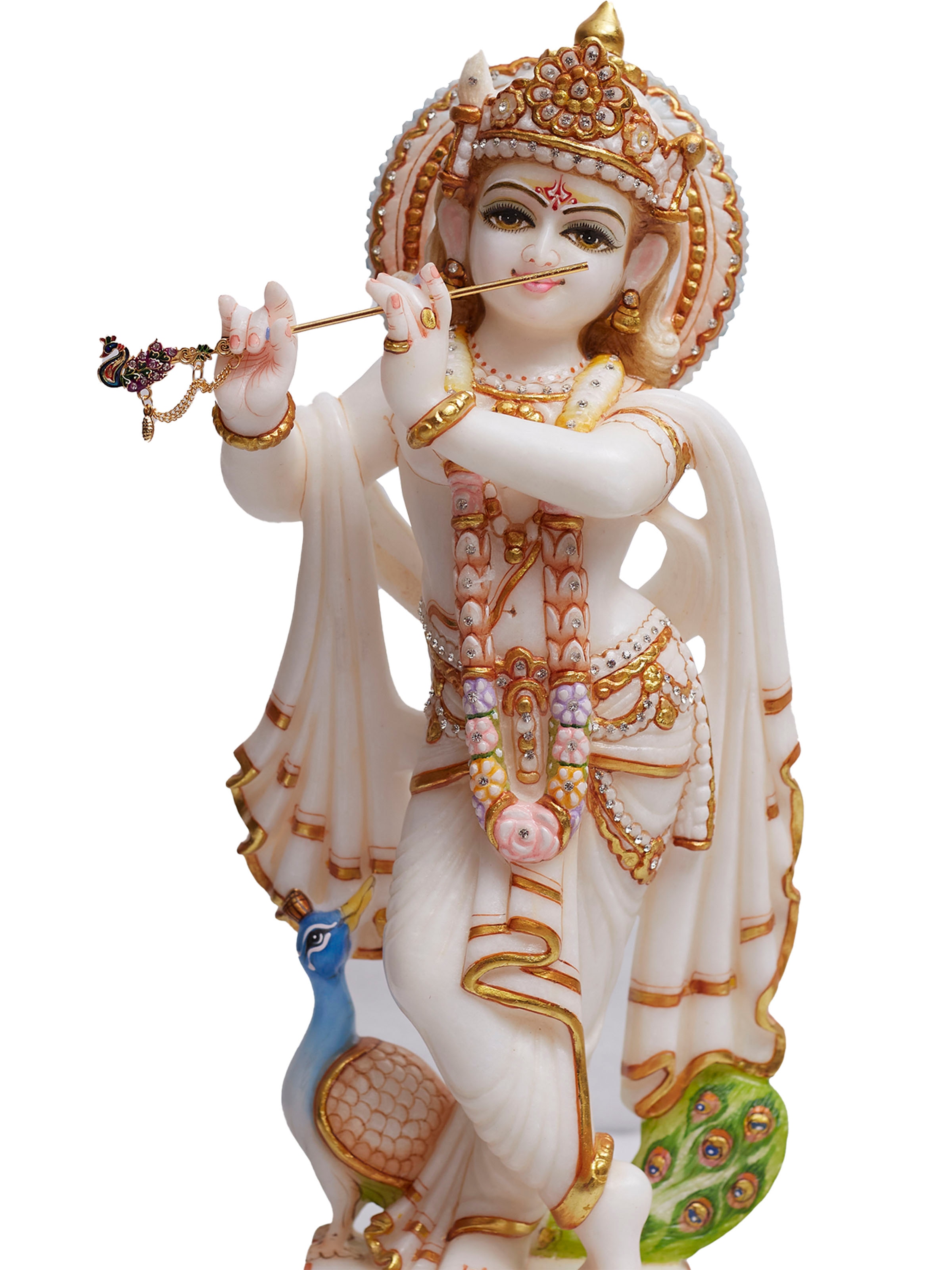 Carved Marble Krishna Idol
