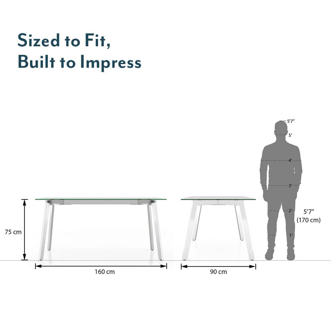 Carmen 6 Seater Glass Top Dining Table In Silver Finish