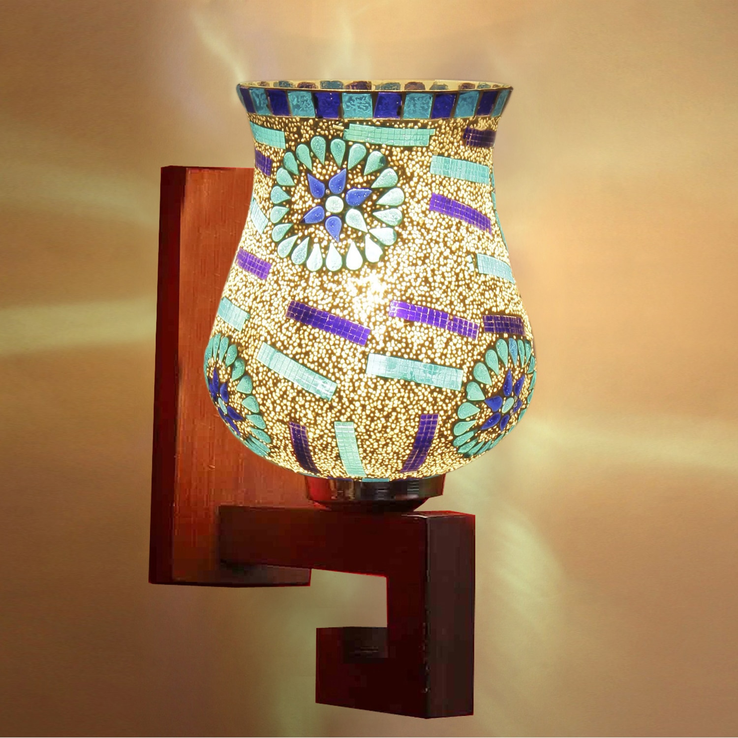 Devansh Solid Wood Electric Wall Light in Multi Colour with Multi Shade Count of 1 Light - Devansh