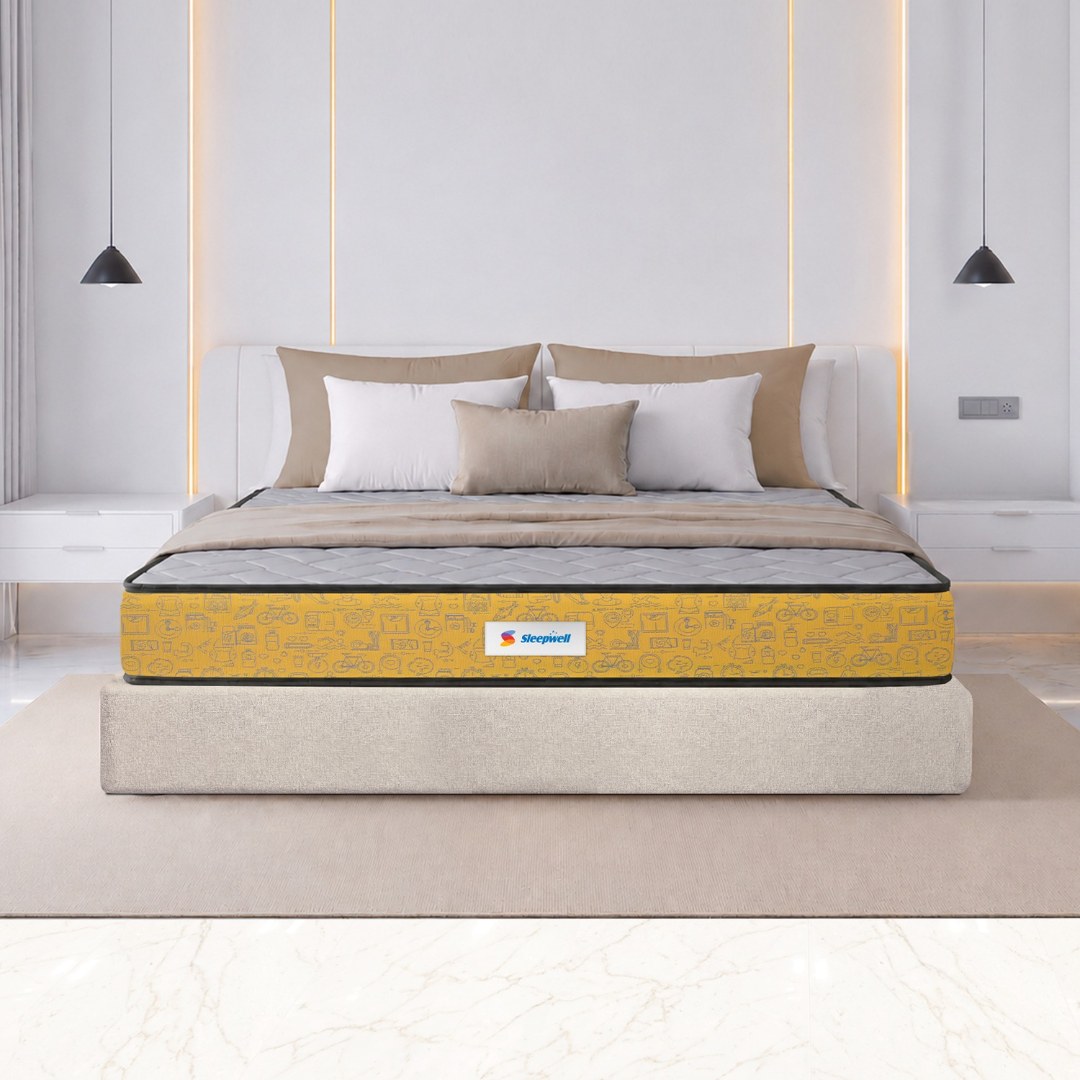 Sleepwell Ortho Pro Spring Mattress Medium Firm Double 84x47x10 Inch - Sleepwell