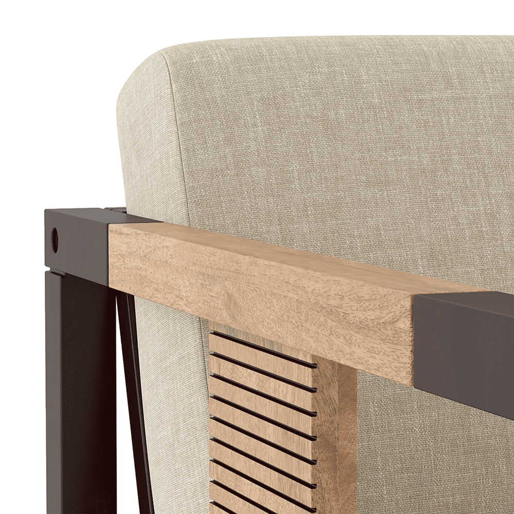 Cairo 1 Seater Wooden Sofa (Macadamia Brown)
