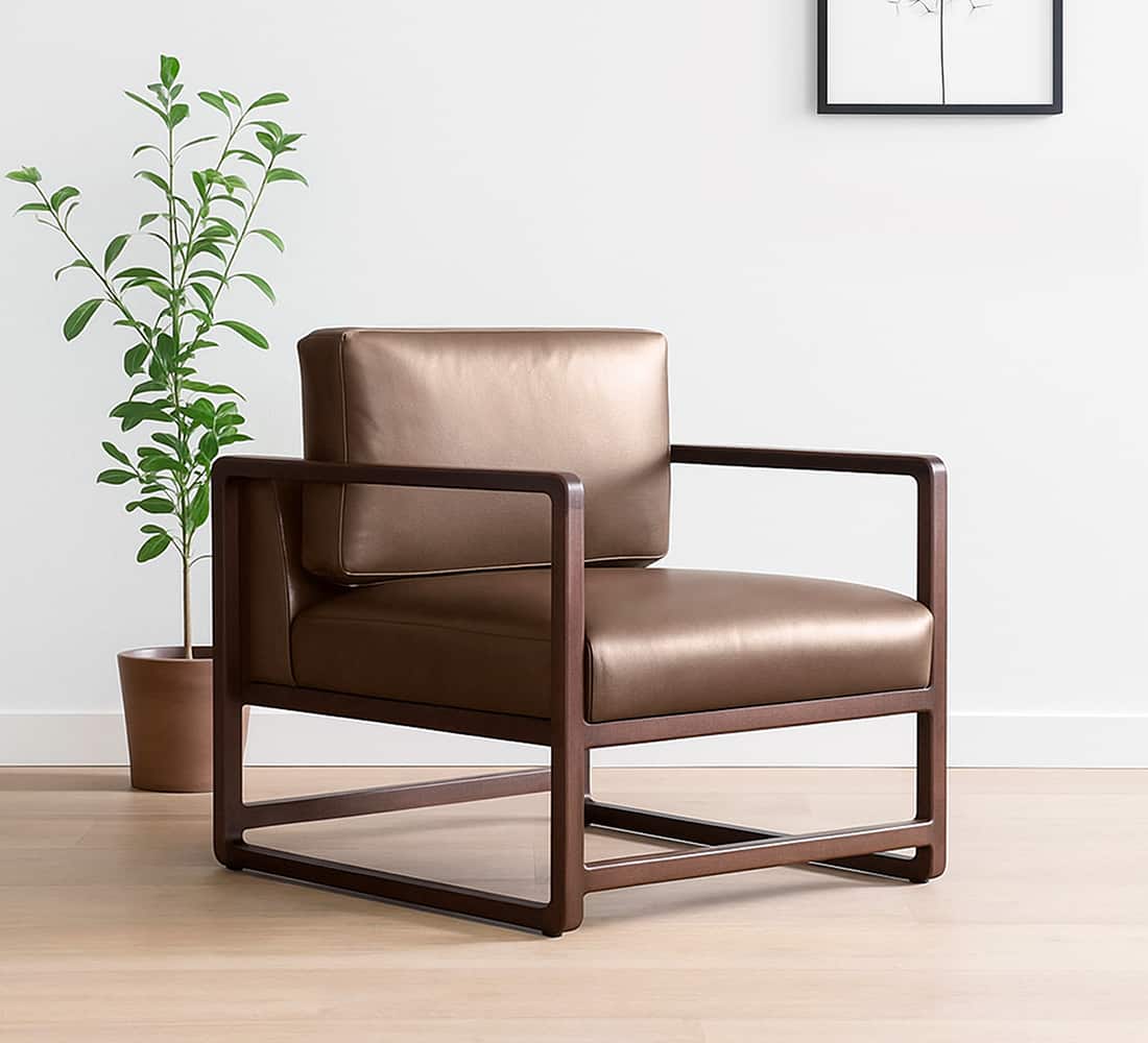 Aura PU Leather Arm Chair in Brown - KURSIWALLAH