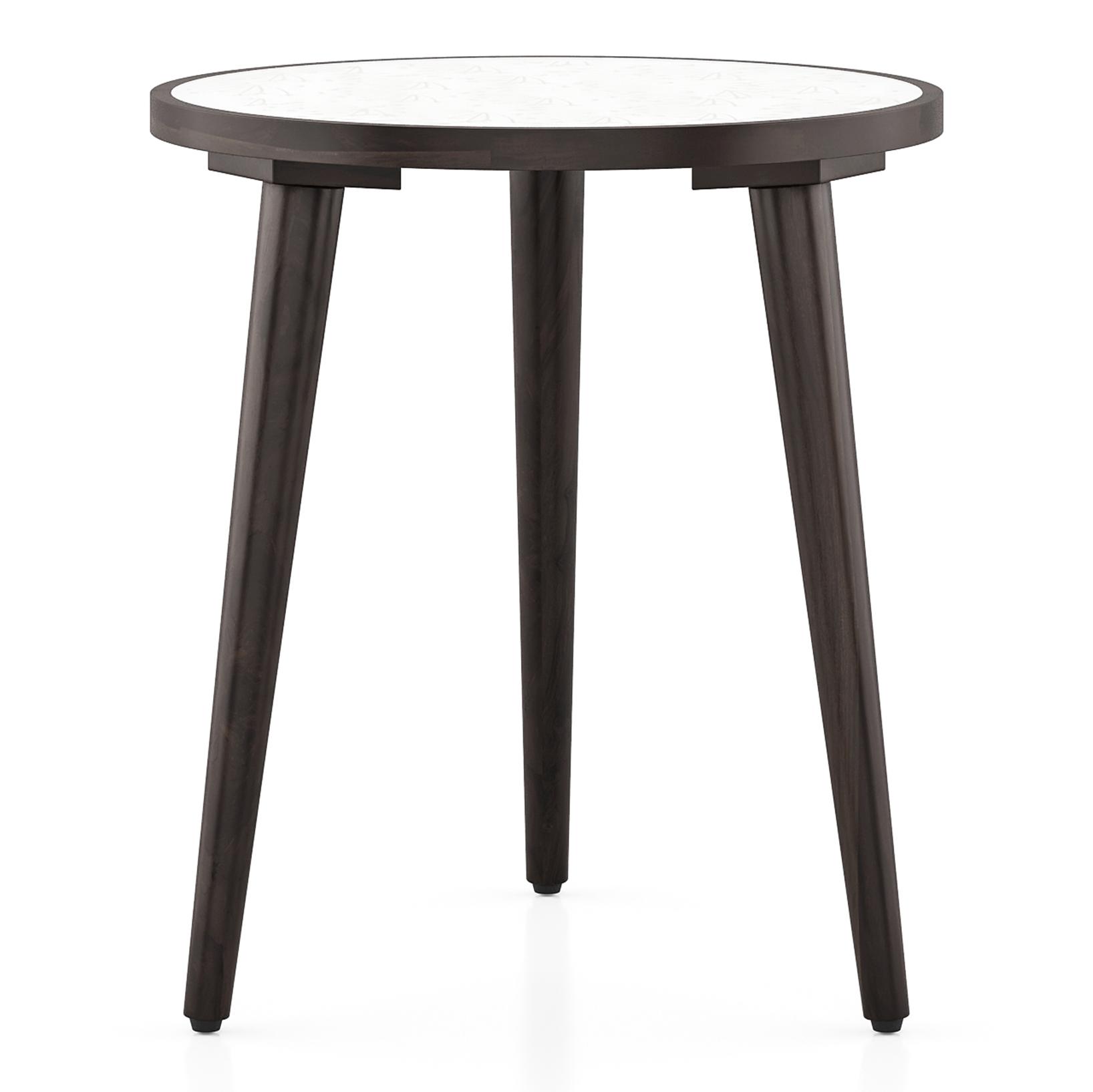 Fleur Side Table White & Americain Walnut Finish