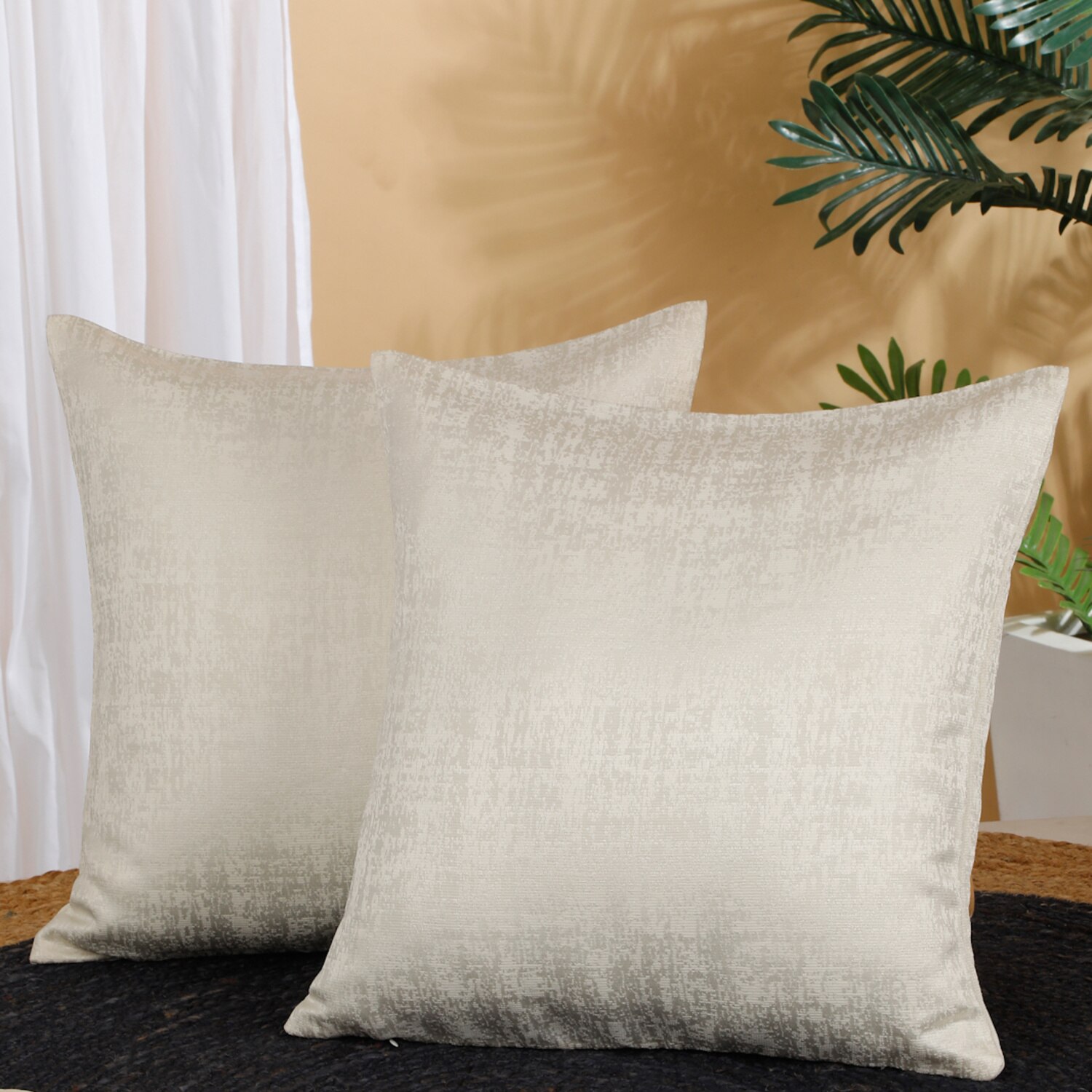 Set Of 2 Solid Square Cushion Covers