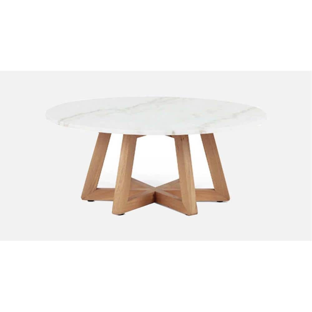 Hormi Series Round Coffee Table With White Stone Top