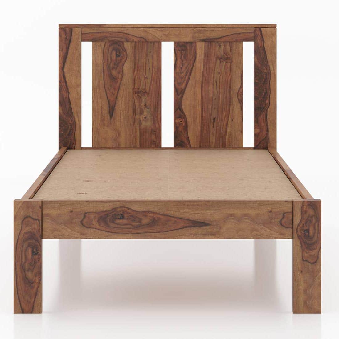 Durban Solid Wood Single Size Non Storage Bed In Teak Finish