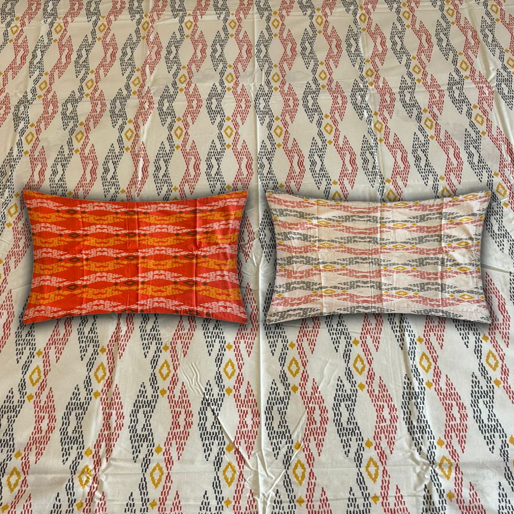 Multicolor Geometric 400 TC Cotton Flat Single Bed Size Bedsheet With 1 Pillow Cover From Threads